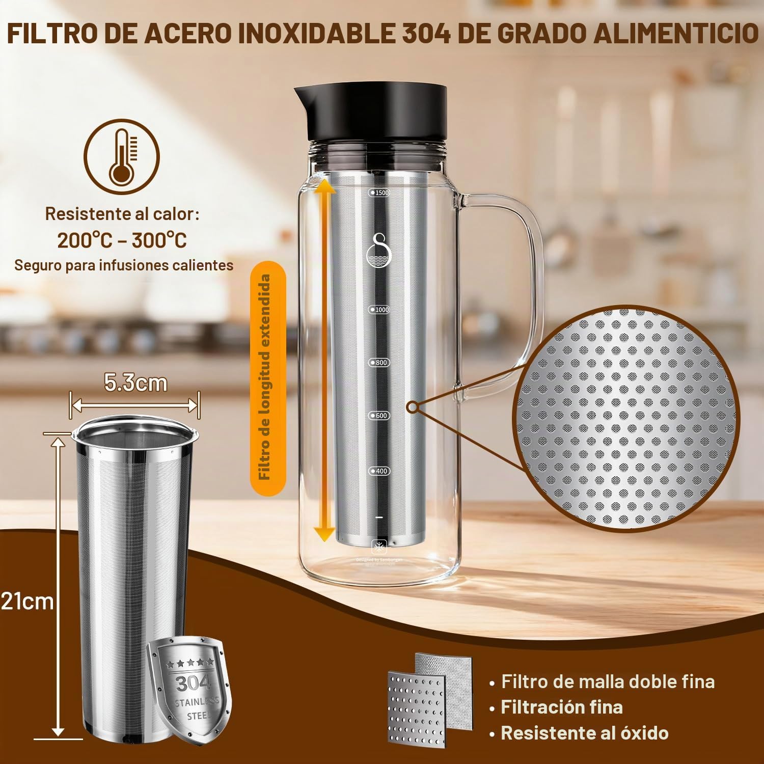 SAMBANGAN Cold Brew Coffee Maker Cafetera Fria Iced Prepara café Frio o té Coffee Pot Bottle (1500ml)