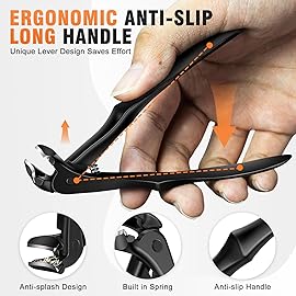 DRMODE Toenail Clippers for Thick Toenails for Seniors, Upgraded Long Handled Angled Head Toe Nail Clippers for Men Thick Nails with Wide Opening, Large Finger Nail Clippers Adult with Catcher