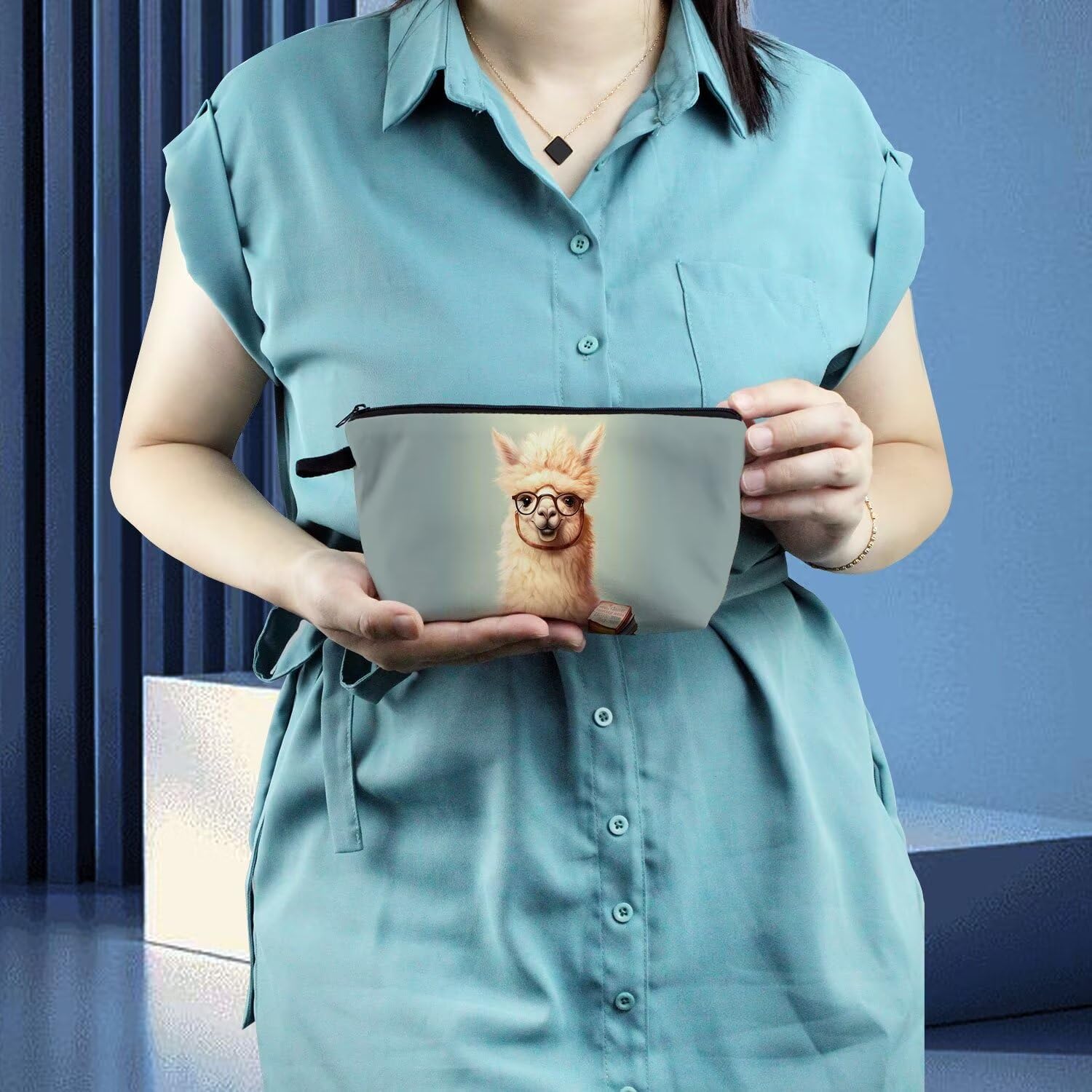 Book Llama Makeup Bag Cute Small Organizer Zipper Pouch Book Llama Cosmetic Bag Birthday Present for Women Friends - Image 6