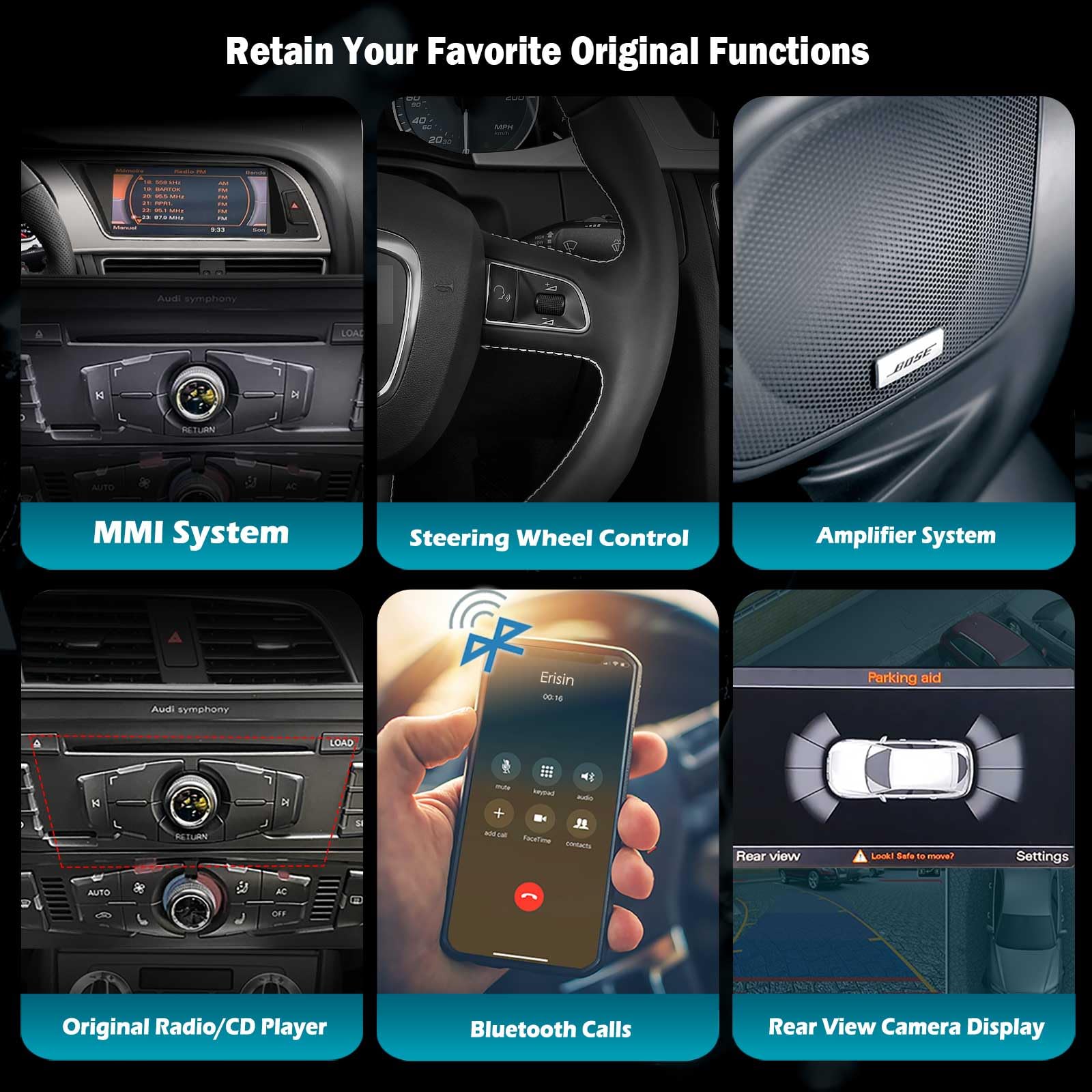 8,8 cala 8-rdzeniowy Android 14 radio samochodowe do Audi A5 2009-2016, obsługuje nawigację GPS, bezprzewodowe, Carplay, IPS, WiFi, 4G, WiFi, DAB+, DVR, 64 GB ROM