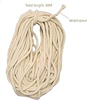 Vista 2 de 100 pies (98.4 ft) 1/4" redondo 100% algodón natural mechas quemador de repuesto queroseno para lámpara de aceite lámpara Lampberger lámpara Dietz