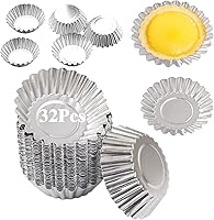 Vista 1 de Moldes para tarta de huevo, paquete de 32 moldes para tartas de 2.75 pulgadas, mini latas de aluminio para hornear (paquete de 32 – 2.75 pulgadas)