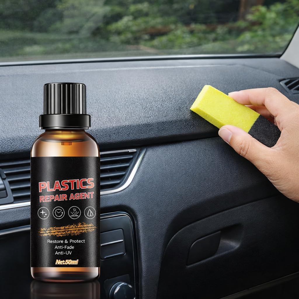 Plastic Restorer & Protectant - 50ml UV Protection for Plastic, Rubber, and Vinyl | Restores & Protects Car Trim, Dashboard, Bumper, Side Skirt | Long-Lasting Waterproof & Scratch Resistance