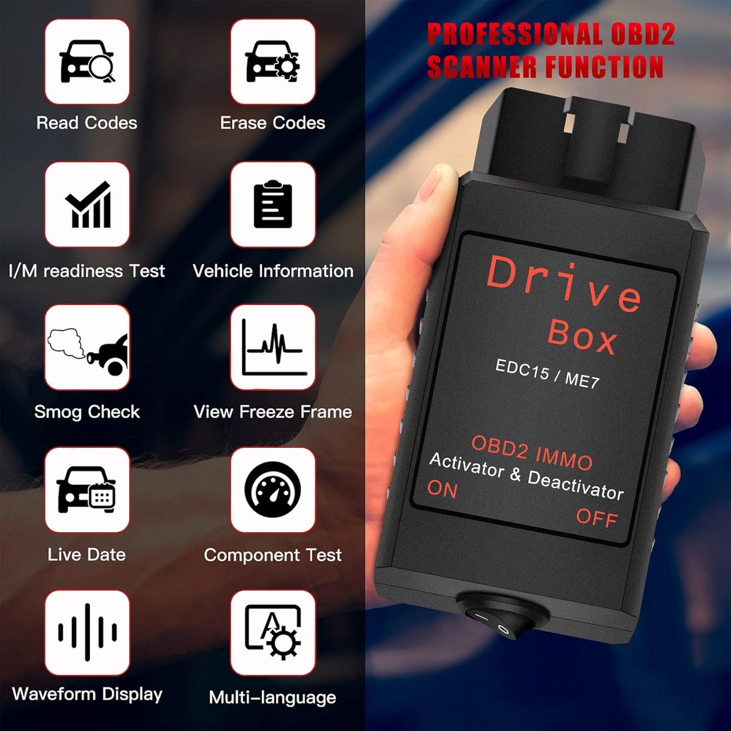 POTRZEBNY Boîte de Transmission EDC15/ME7 OBD2 IMMO Désactivateur Activat OBD2 Boîte d'entraînement IMMO Désactivateur