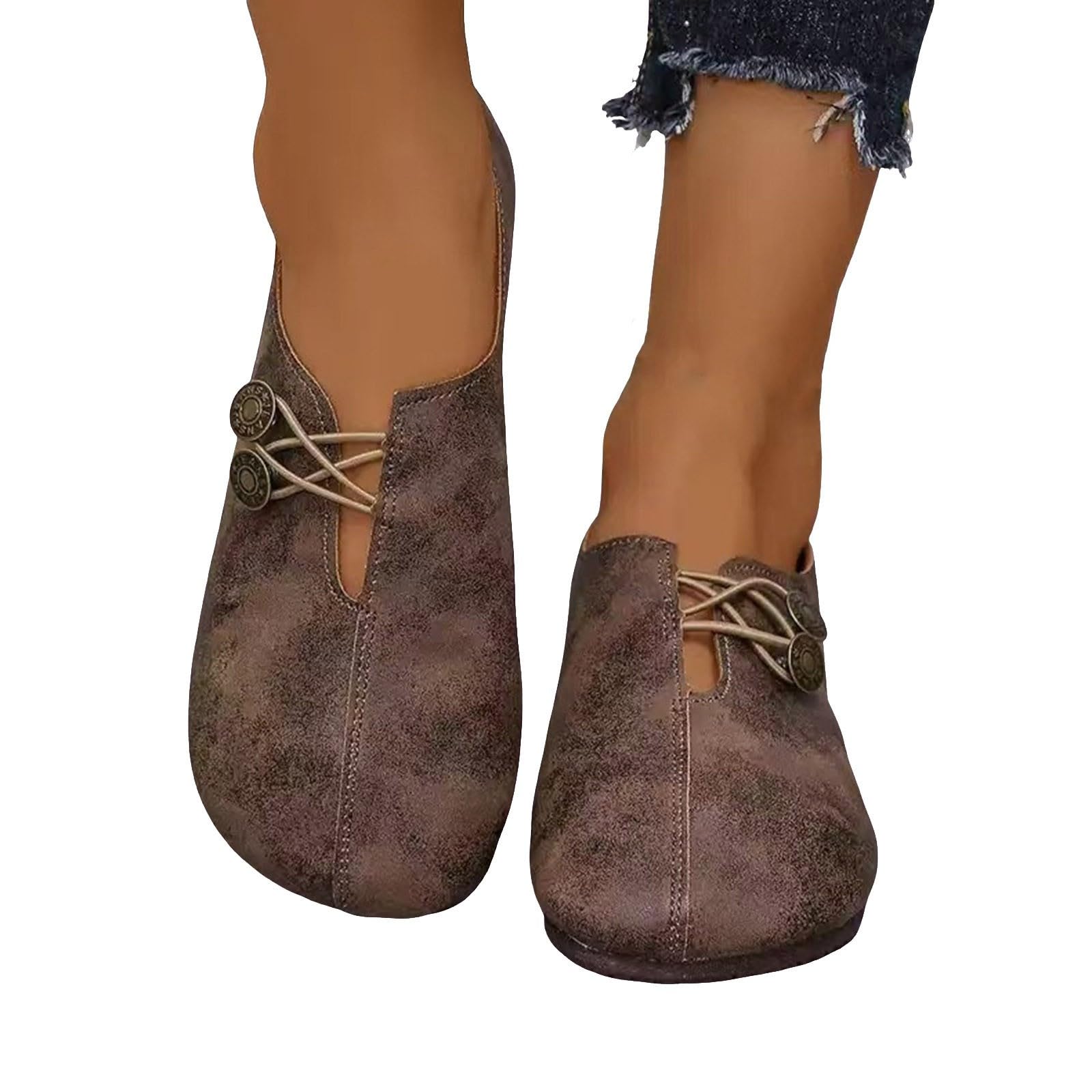 Chaussures de Cosplay médiévales en Similicuir pour Femme - Chaussures Plates élégantes - Style Renaissance Vintage - Durable - Chaussures de Spectacle à Enfiler pour Femme