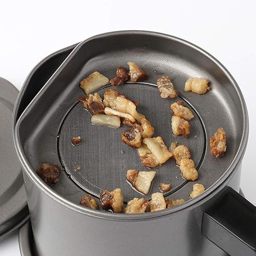 Miniatura 9 de Ourokhome - Recipiente con colador para grasa de tocino, recipiente de 43.95 fl oz (1.3 litros) o 5 tazas para aceite de cocina y de freír, grasa de