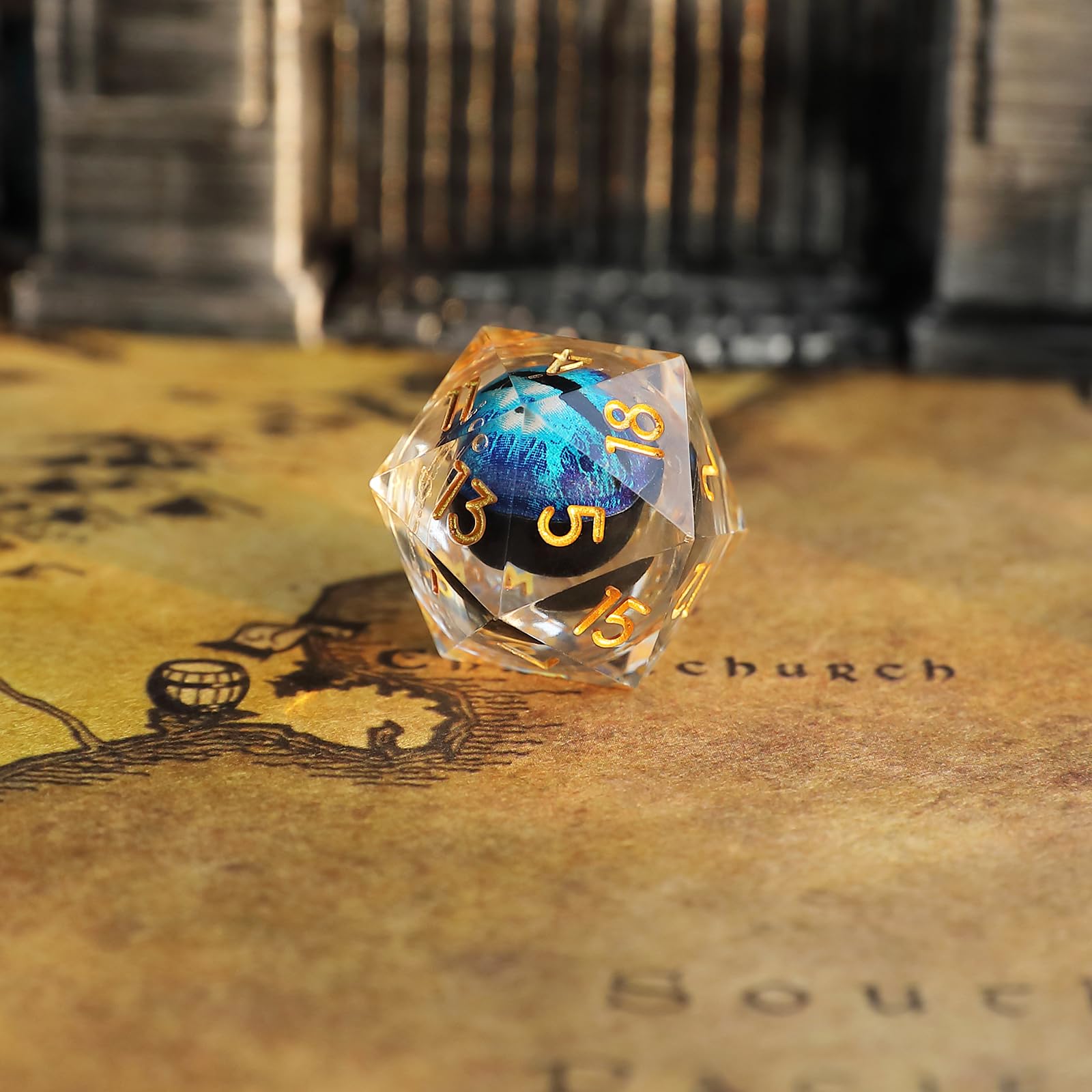 Dés de Jeux Oeil de Dragon à Noyau Liquide pour Donjons et Dragons, DND Dés Jeu de Role 7 pièces Résine Polyédriques D4 D6 D8 D10 D12 D20 D% pour Ttrpg MTG RPG Dés Jeu de Role avec Boîte-Cadeau