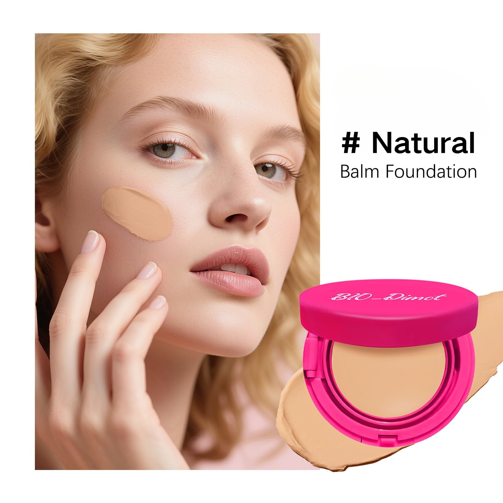 Peptide Bounce Balm Foundation,Natural Finish Blurs Fine Lines,Imperfections Hydrating Covering Face Foundation,Hydrating Moisturizing Lasting Makeup Balm,Smooths Texture All Type Skin(Natrual) - Image 2