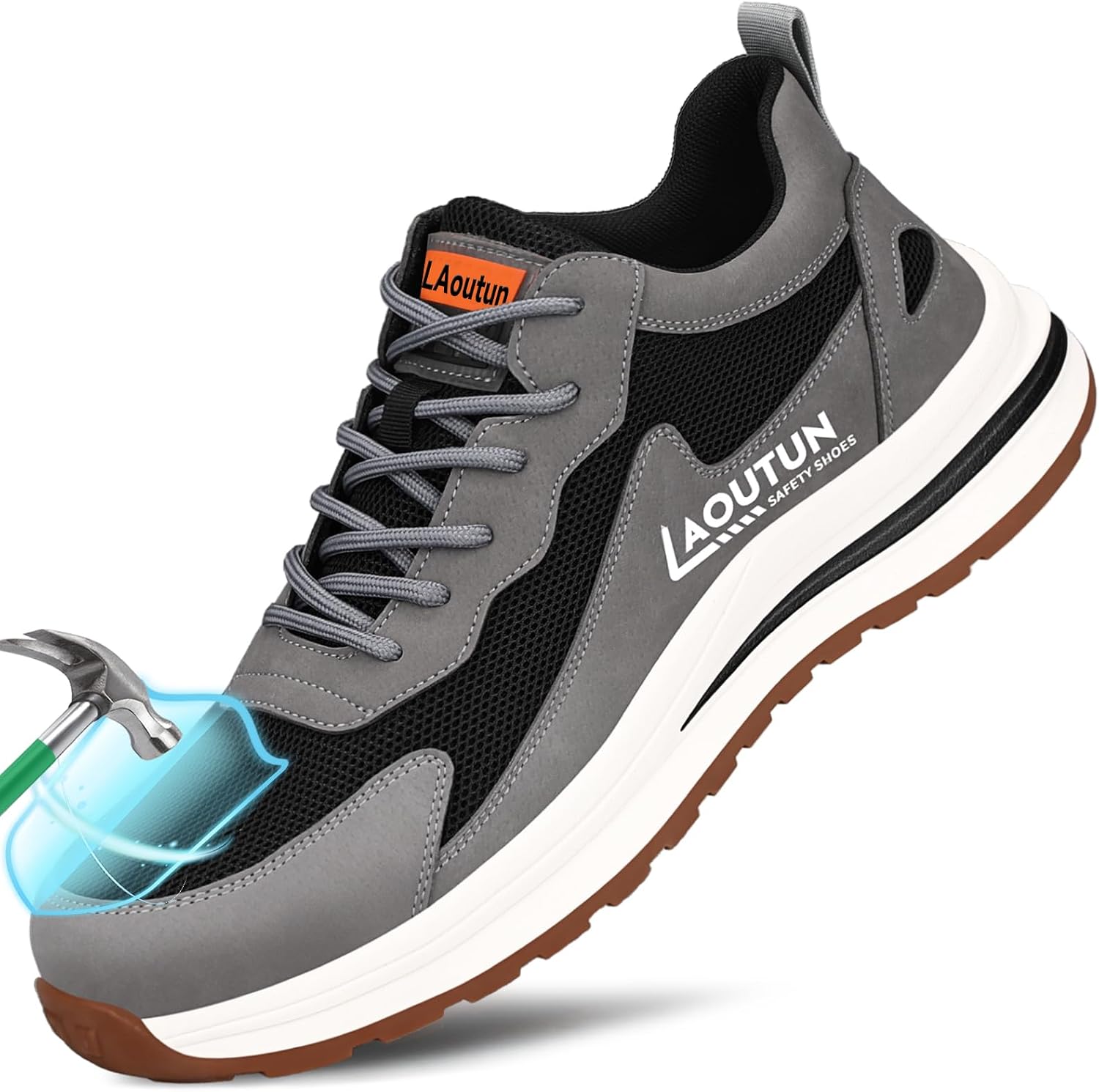LAoutun Steel Toe Shoes for Men Safety Work Sneakers Lightweight