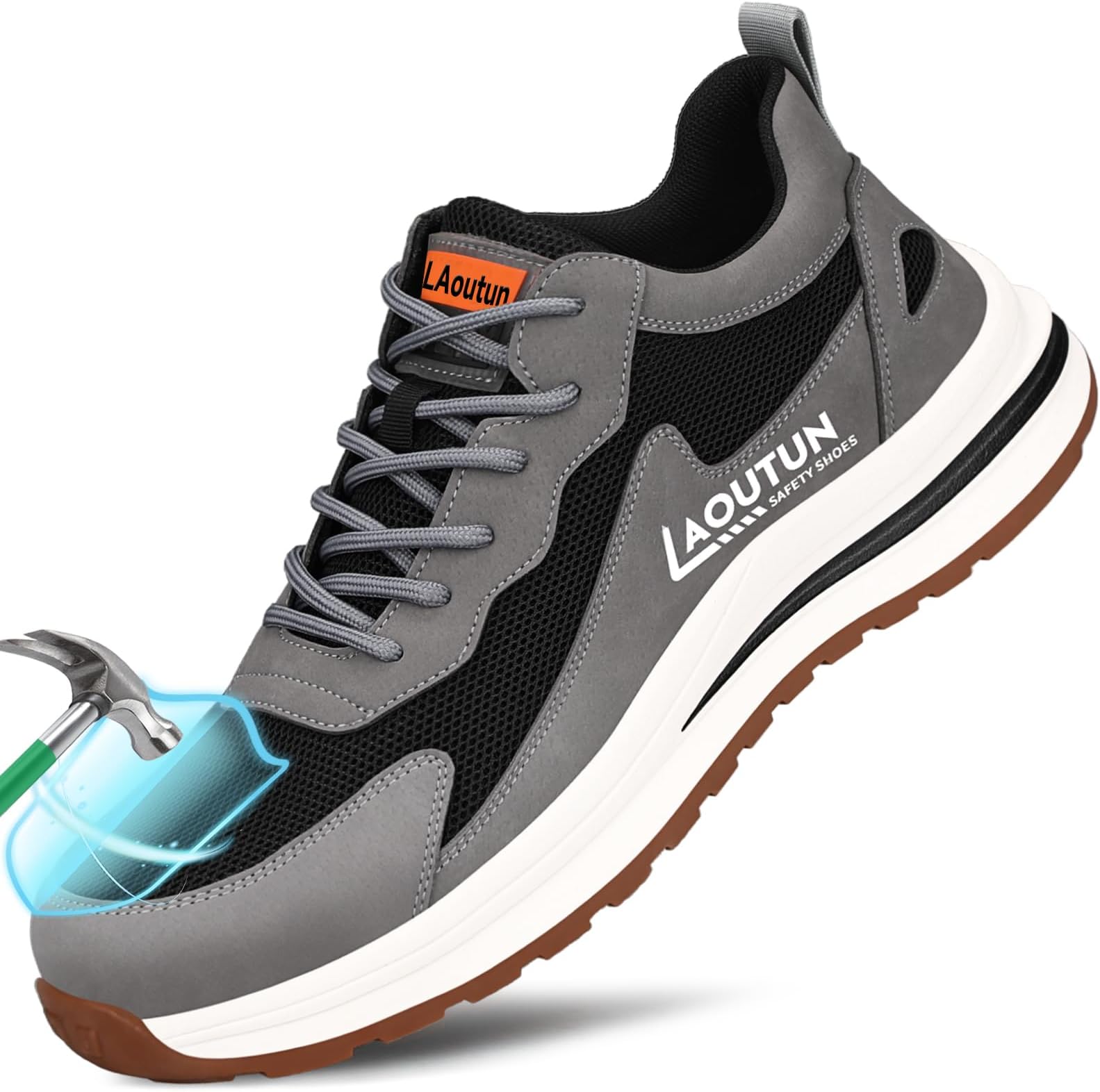 LAoutun Steel Toe Shoes for Men Safety Work Sneakers Lightweight