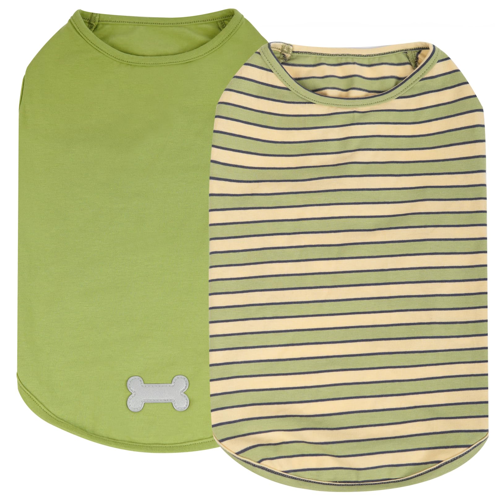 KYEESE 2Pack Dog Shirt, Soft Striped Dogs T Shirts, Lightweight Doggie Tank Top Cat Clothes, Sleeveless Dog Shirt for Small Dogs, Stretchy Pet Vest,