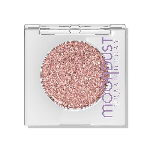Urban Decay 24/7 Moondust Glitter Eyeshadow Single, Buildable Sparkly Eye Glitter, Long-lasting Shimmer Finish, Reflective Iridescent Eye Shadow Topper, Wet Look Effect - 0.06 oz - Crushin' Hard (peachy pink base with silver micro pearls)