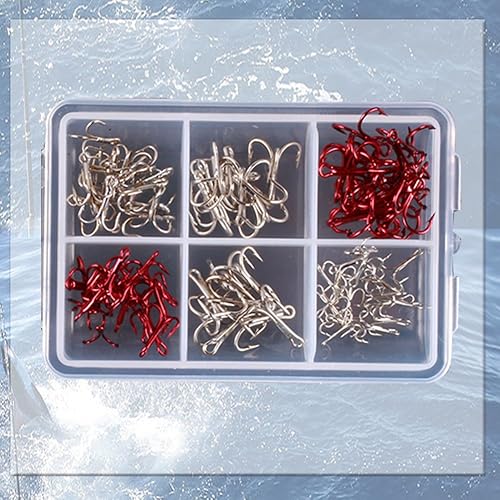 Miniatura 7 de FREE FISHER Ganchos circulares de pesca, varios tamaños de ganchos de pesca agudos de alto carbono con púas, ganchos de pesca portátiles en caja de