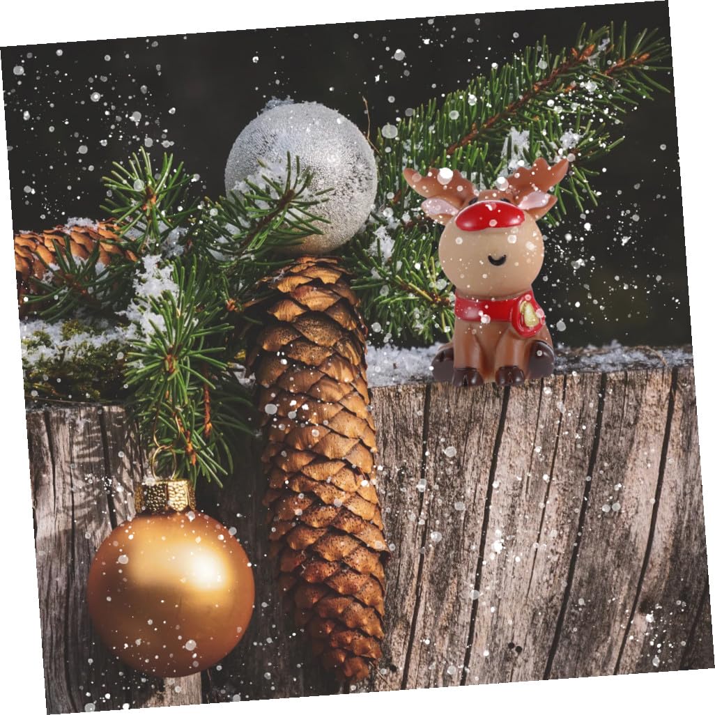Abaodam 60 Piezas Micro Paisaje Navideño Miniaturas De Navidad Navideños En Miniatura Pueblo Navideño En Miniatura Mini Figura De Papa Noel Escritorio Resina Mayor Estatua