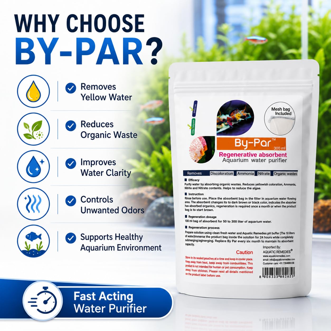 Aquatic Remedies by-Par, 100ML (Mesh Bag Included), Regenerative Absorbent Aquarium Water Purifier 1