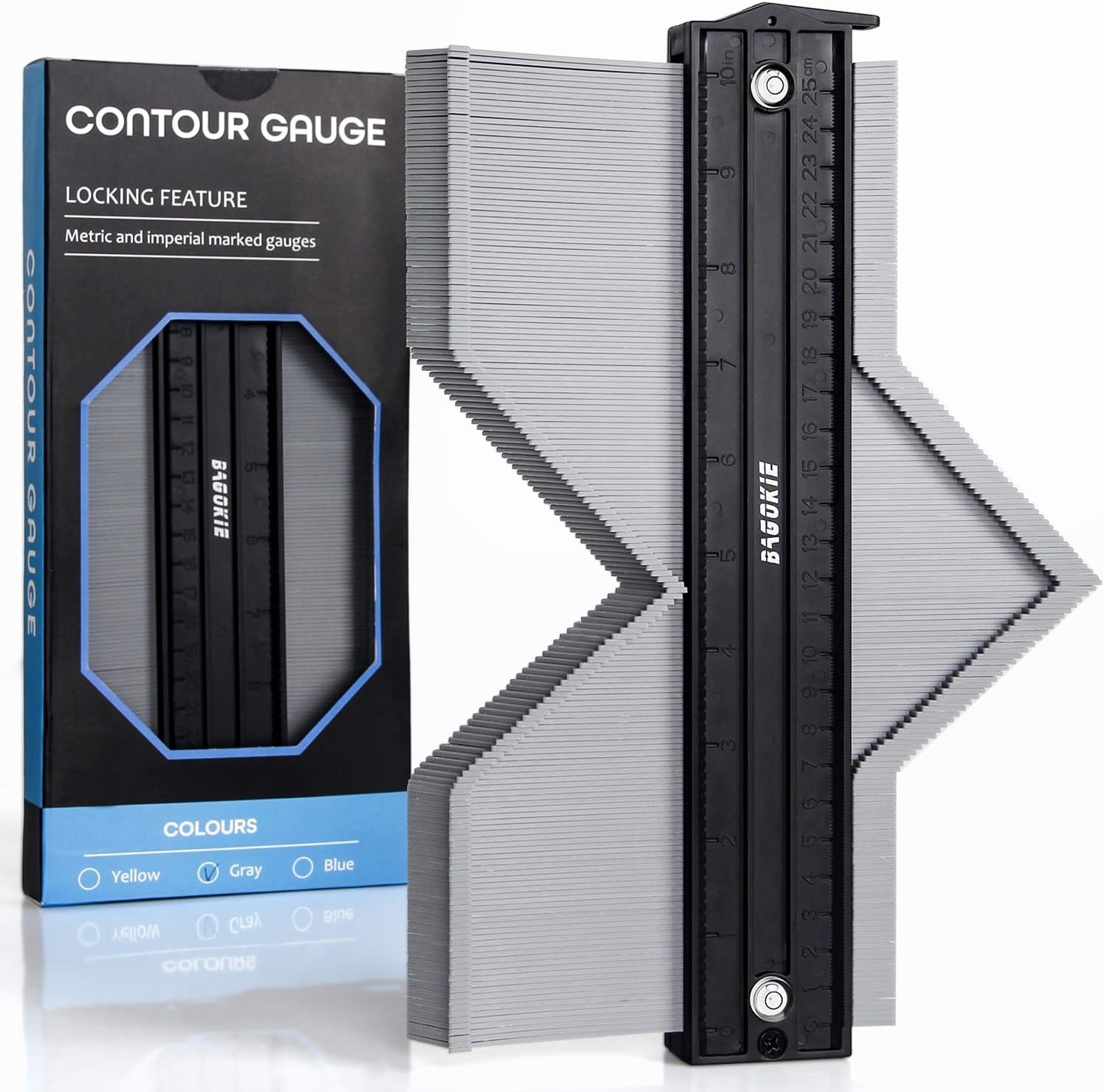 Contour Gauge,Precisely Copy Irregular Shapes Profile Copy Gauge Tool 10 inch (grey)