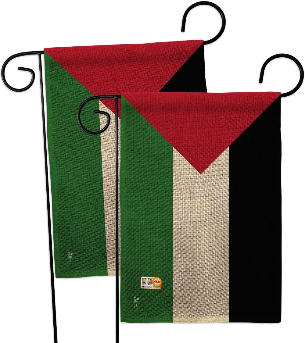 Palestine Garden Flags 2pcs Pack Regional Nationality Nation International World Country Particular Area Small Decorative Gift Yard House Banner Double-Sided Made In USA 13 X 18.5