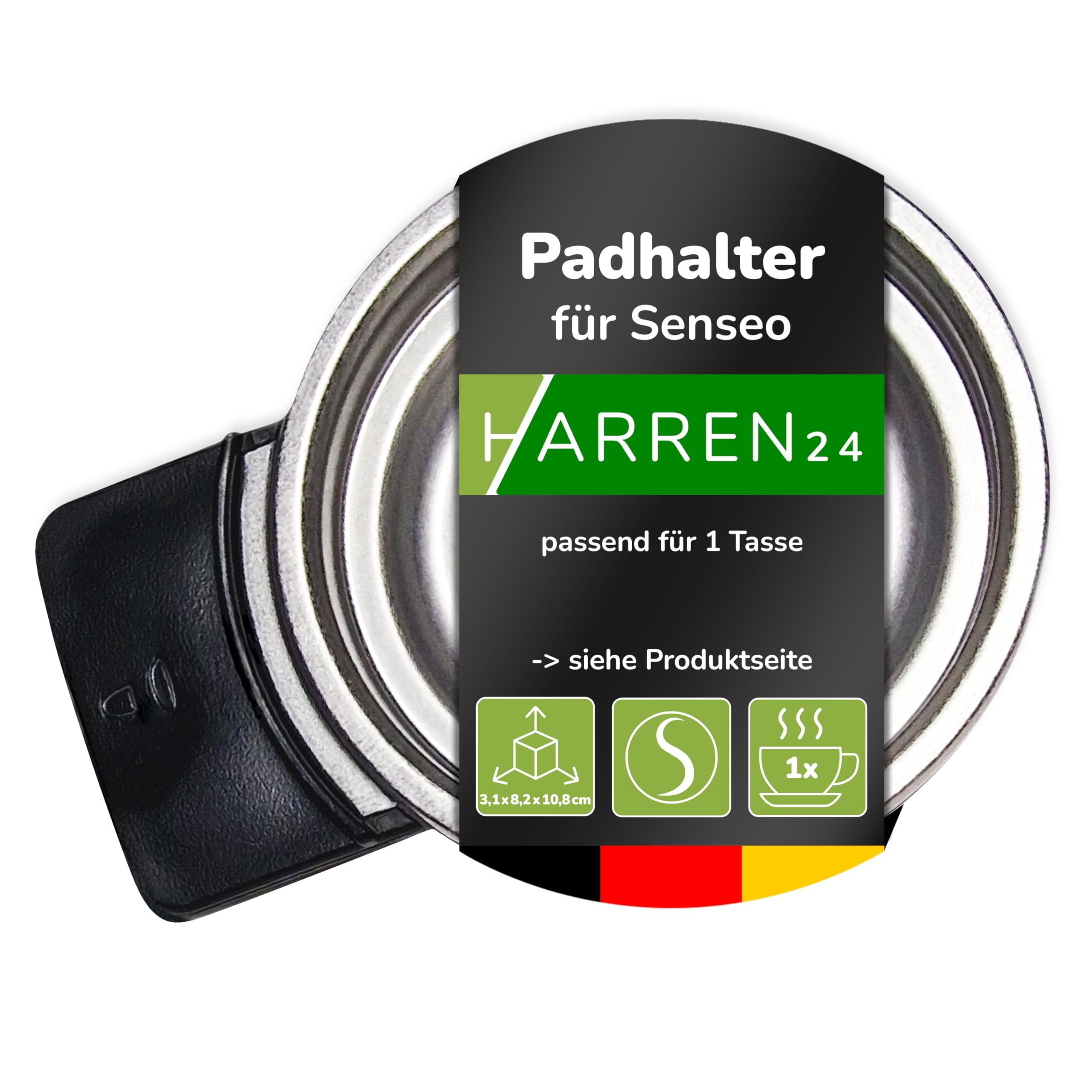 Padhalter CRP100/01 für 1 Tasse kompatibel mit Philips Senseo Kaffeepadmaschine Viva Cafe, Latte Select, Cappuccino Select, Latte Duo, Quadrante, Twist