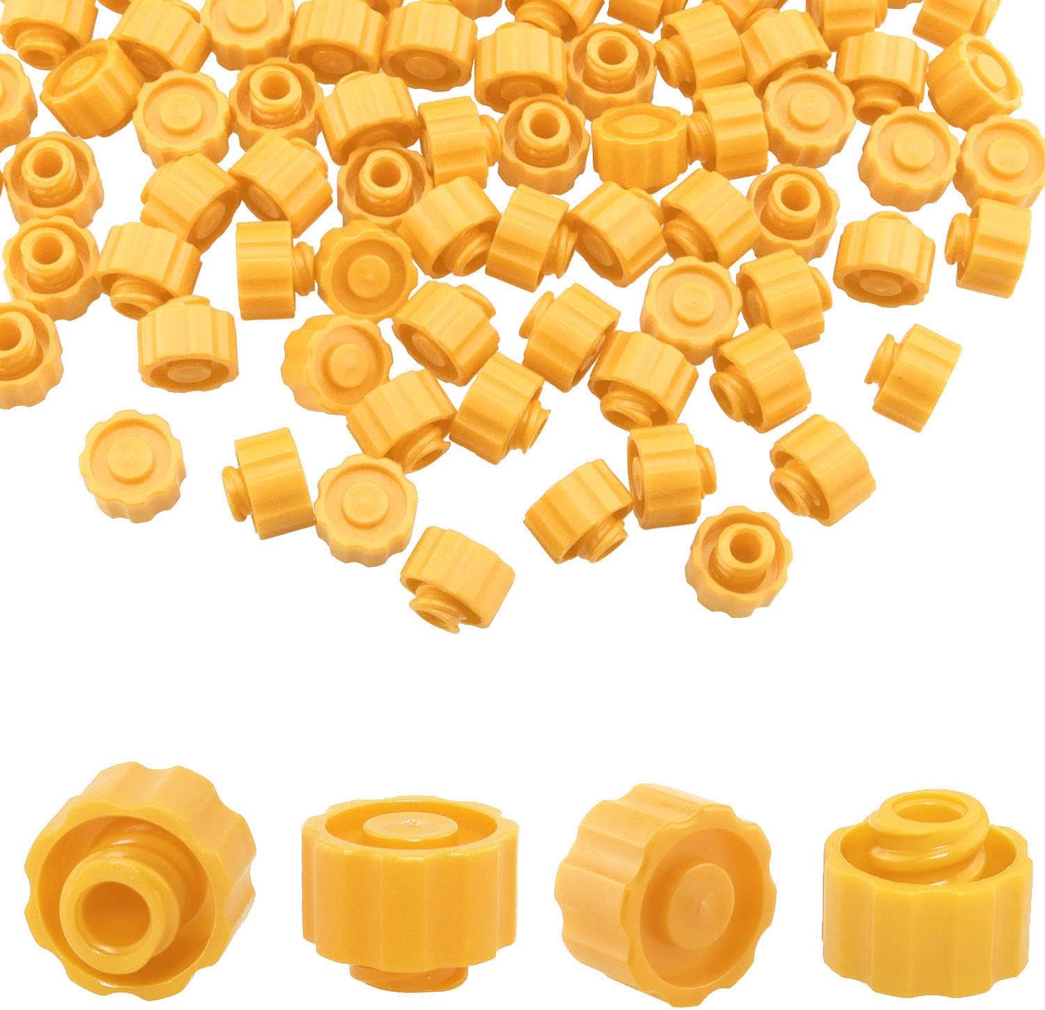 ITROLLE 100PCS/PACK No Needle Luer Lock Cap Syringe Tip Caps, Yellow