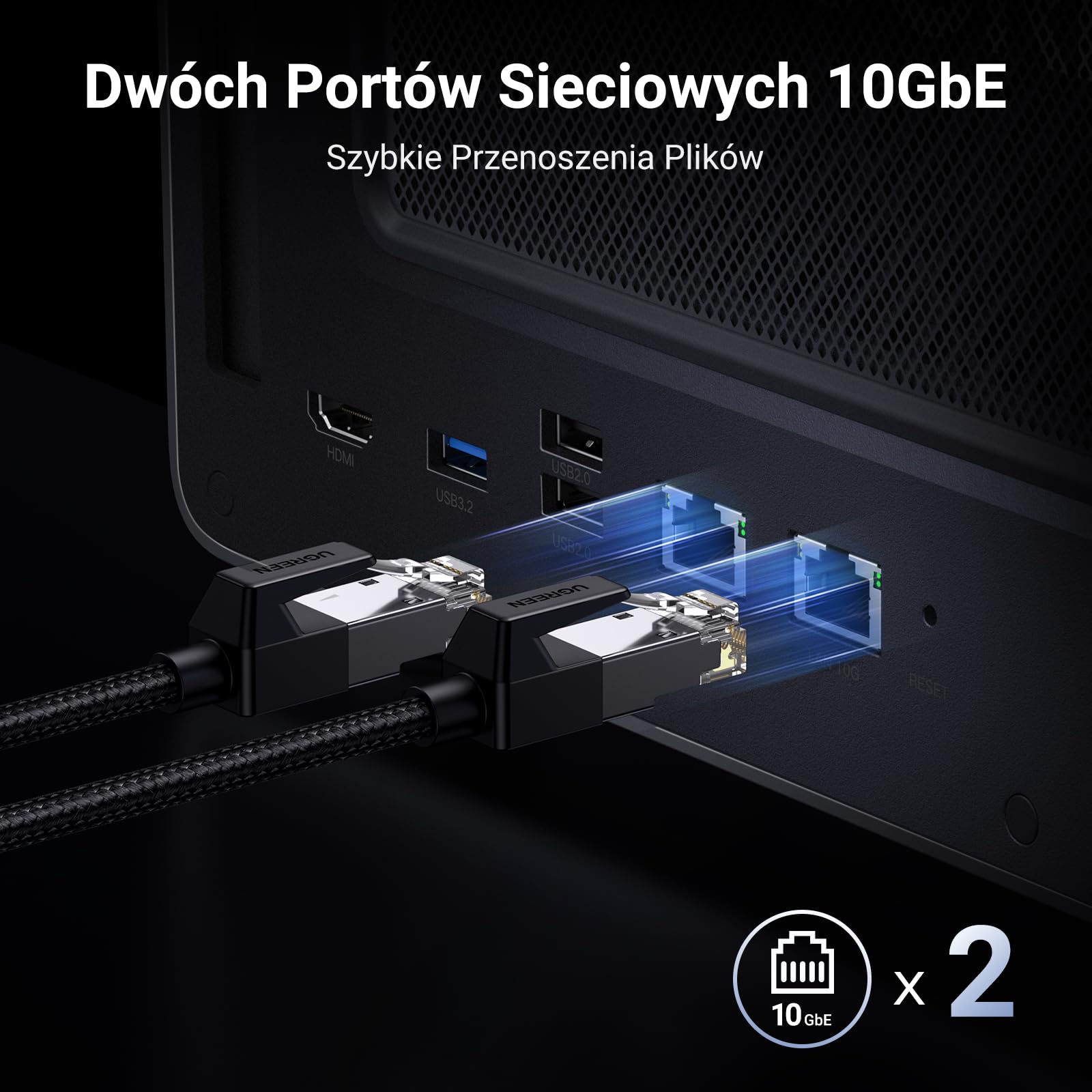 UGREEN NASync DXP8800 Plus 8-bayowy NAS biurkowy procesor Intel i5 1235U 10 rdzeni 8 GB RAM DDR5 SSD 128 GB 2 porty 10 GbE 2 sloty M.2 NVMe HDMI 8K 2 porty TBT4 NAS bez dysków