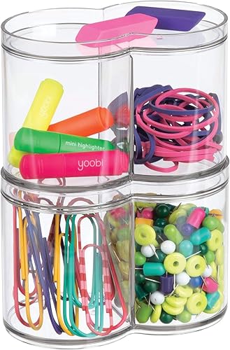 Miniatura 7 de iDesign The Clarity Collection - Organizador de cosméticos redondo de plástico con tapa de bandeja superior para mayor almacenamiento, 6.12 x 3.62 x