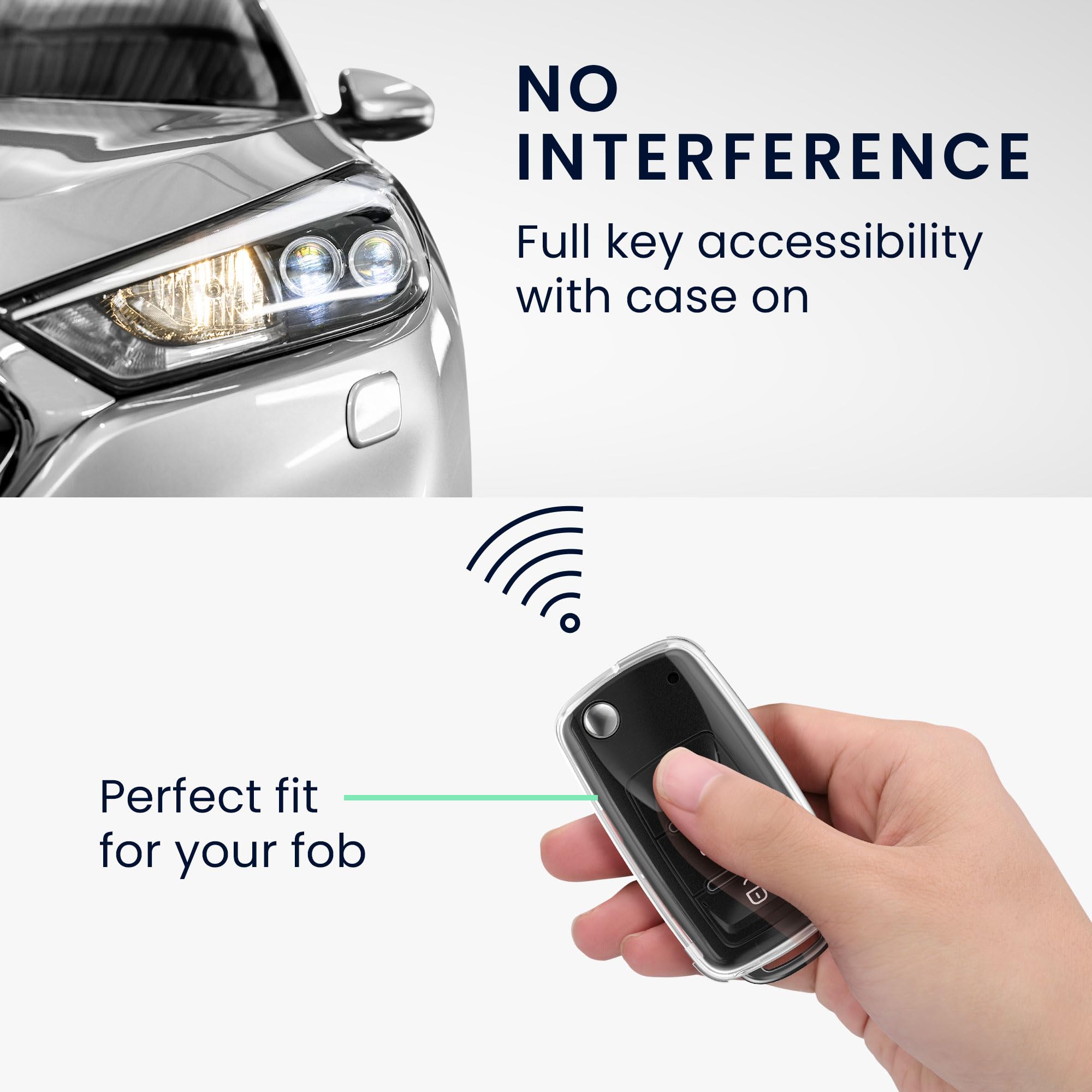 kwmobile Car Key Case - Compatible with VW Skoda SEAT 3 Button Car Key Cover - Transparent TPU Shell - Image 4