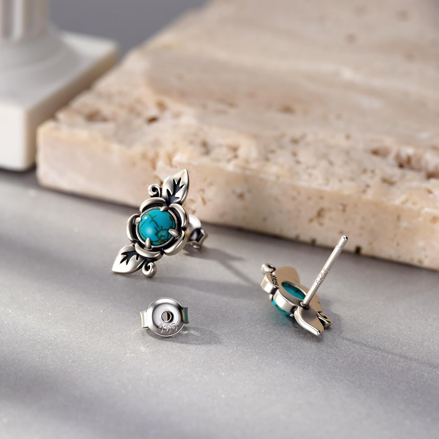 Genuine Turquoise Earrings 925 Sterling Silver Boho Flower Earrings Nature Gemstone Jewelry Real Turquoise Jewelry for Women - Image 2