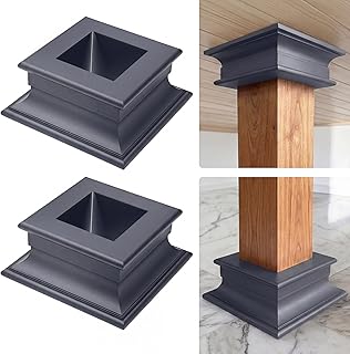 Large Aluminum 4x4 Post Base Cover - Porch Sleeve & Fence Column Wrap for Deck, Mailbox, and Rail Protector | Weather-Resistant Widen & Tall Column Cap Trim Skirt (Slate Gray)