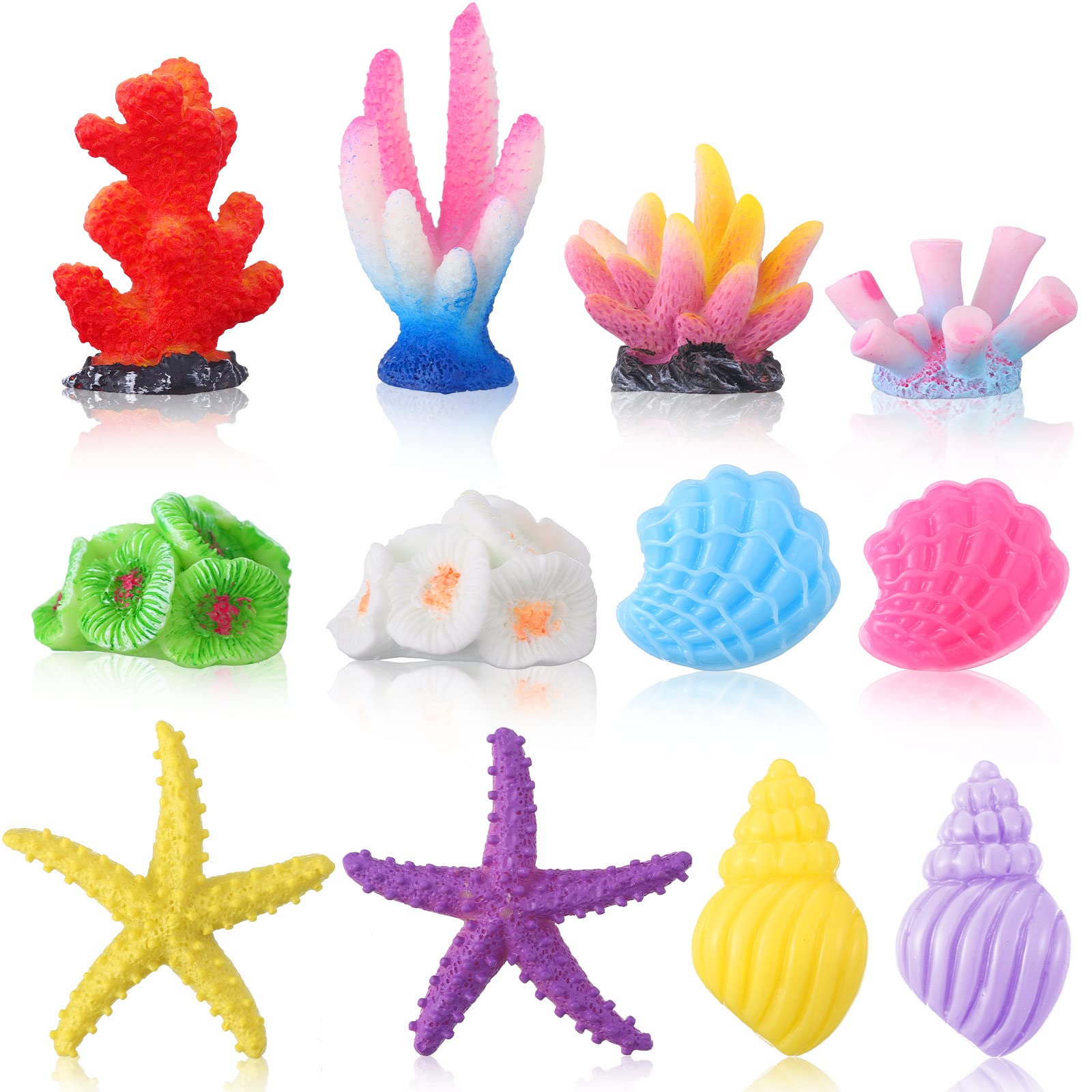 Sotiff12 Pieces Fake Coral Plant Aquarium Decorations Fish Tank Ornament Decor Artificial Polyresin Colorful Coral Reef Decoration Accessories for Fish Tank Aquarium Landscape