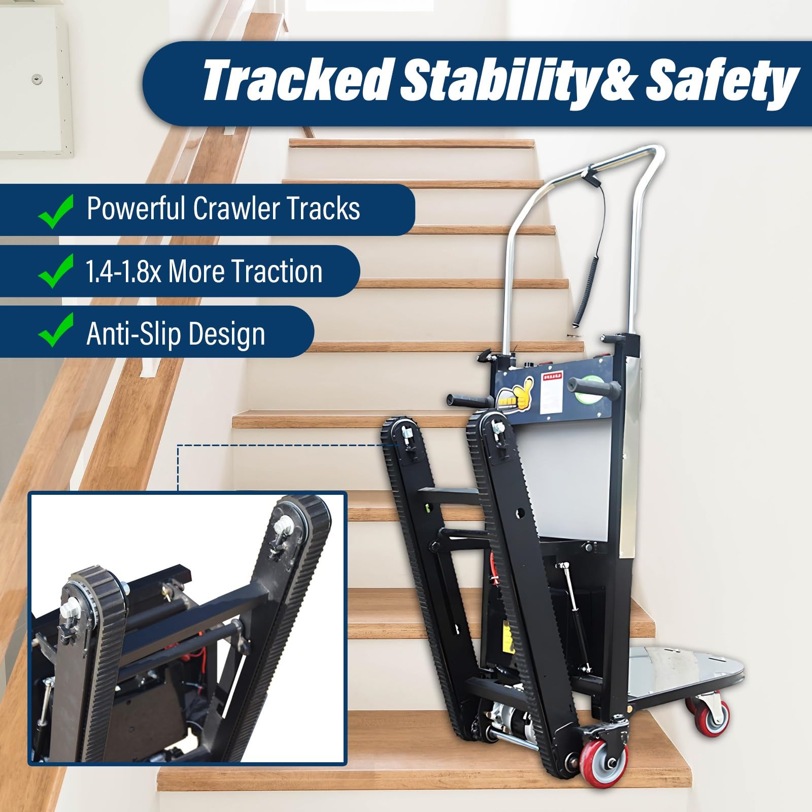 Carrello Trasporto Mobili Elettrico 300kg, Montacarichi Con Cingoli, Pieghevole, Stabile E Facile Da Manovrare per Casa, Ufficio E Magazzino