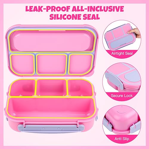 Miniatura 4 de MaMix Lonchera Bento para adultos, lonchera para niños, contenedores de almuerzo para adultosniñosestudiantes, 44.0 fl oz, 4 compartimentos (morado)