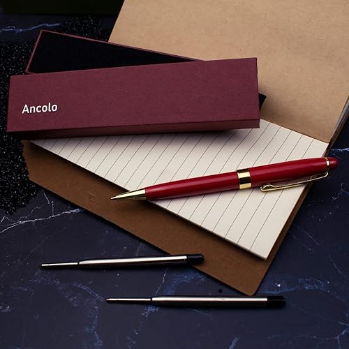 Miniatura 2 de Ancolo Bolígrafos de metal de tinta negra, bonitos bolígrafos uniformes para hombres, negocios, oficina, policía, recambios de punta media de 0.039