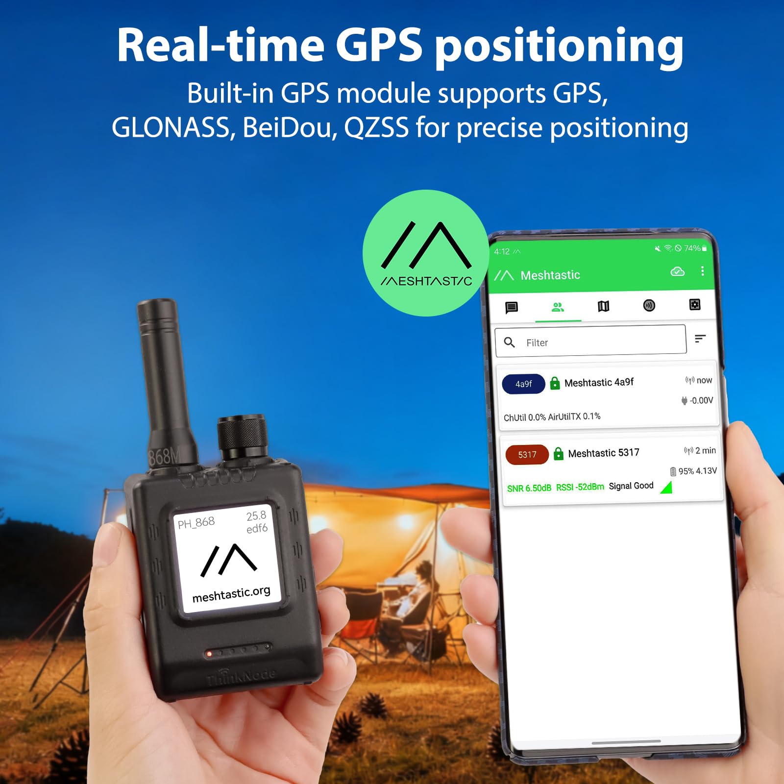 ELECROW Trasmettitore LoRa Meshtastic con GPS e ESP32-S3 – ThinkNode M5 Schermo EPD da 1,54 Pollici con Custodia, Modulo Wireless SX1262 da 868 MHz, Batteria da 1200 mAh per Rete Meshtastic