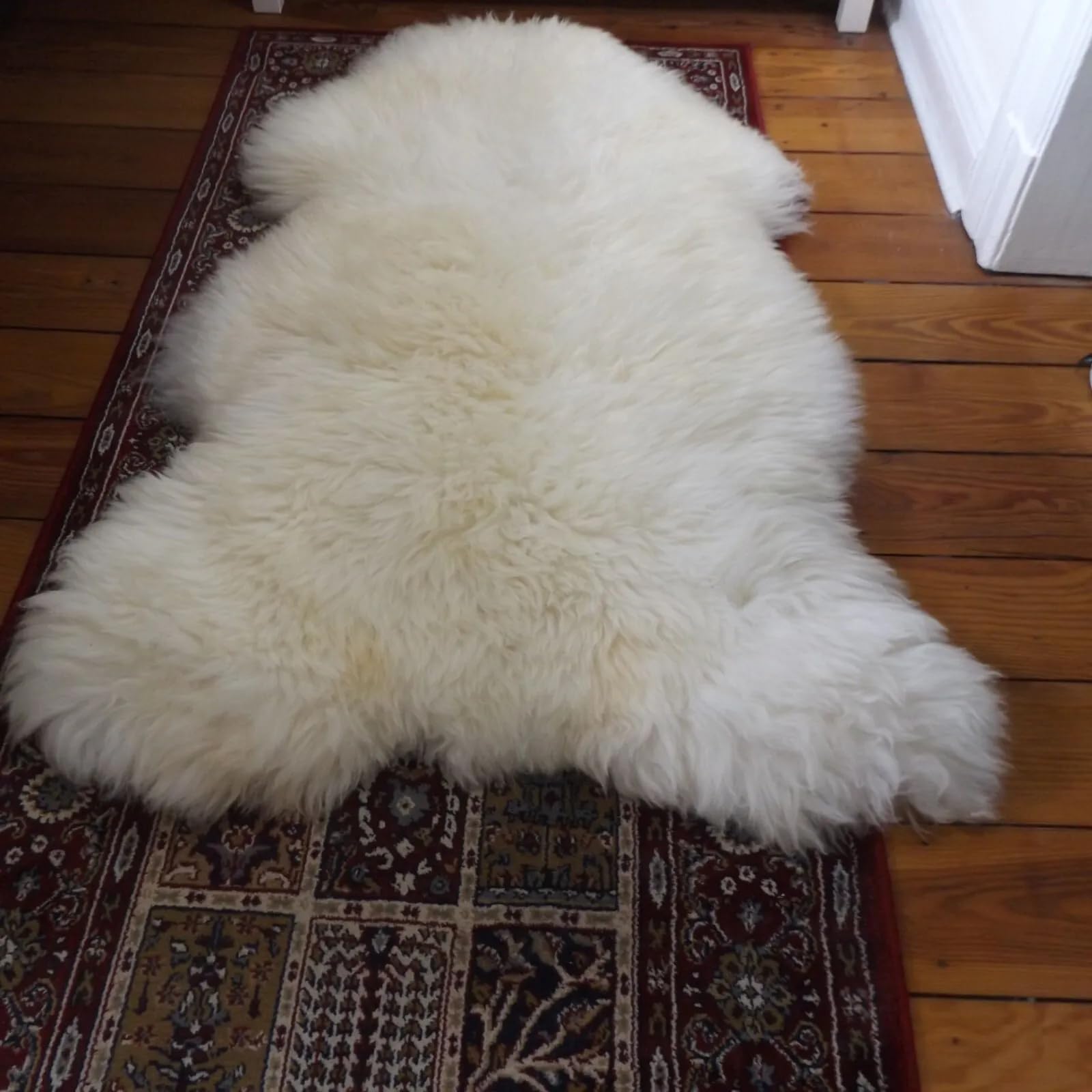 Top Öko Natur Schaffell Lammfell Lamm Fell S-XXXL! (Weiß Natur, 80cm - 90cm)