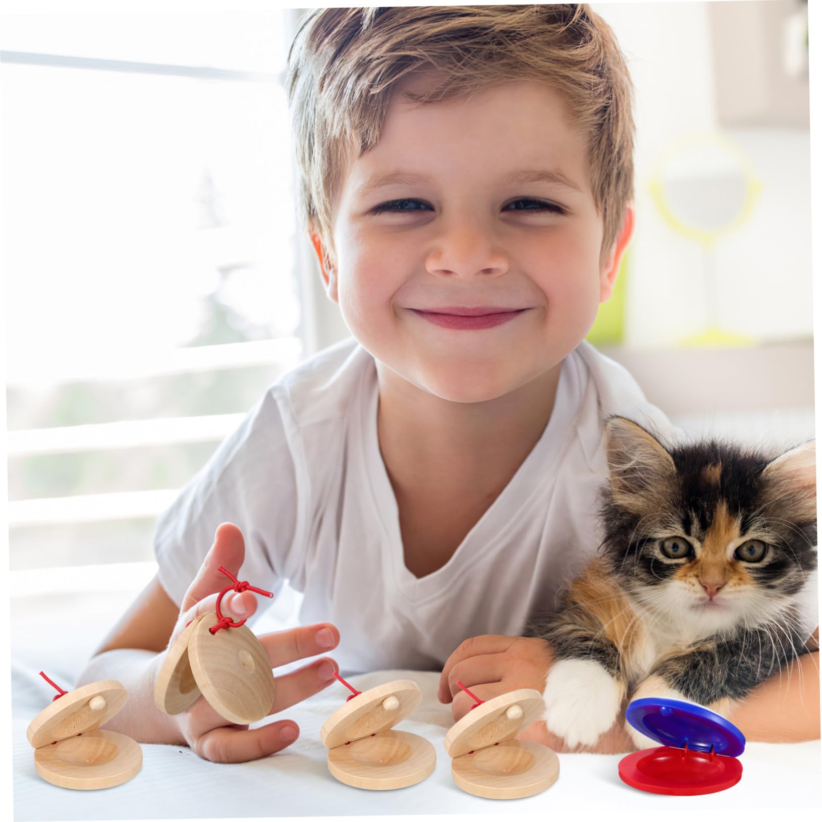 Gatuida 24 Castañuelas de Madera y Plástico para Niños, Instrumento Musical Educativo Que Desarrolla la Percepción Auditiva y Atrae la Atención en Comunicación Padre E Hijo