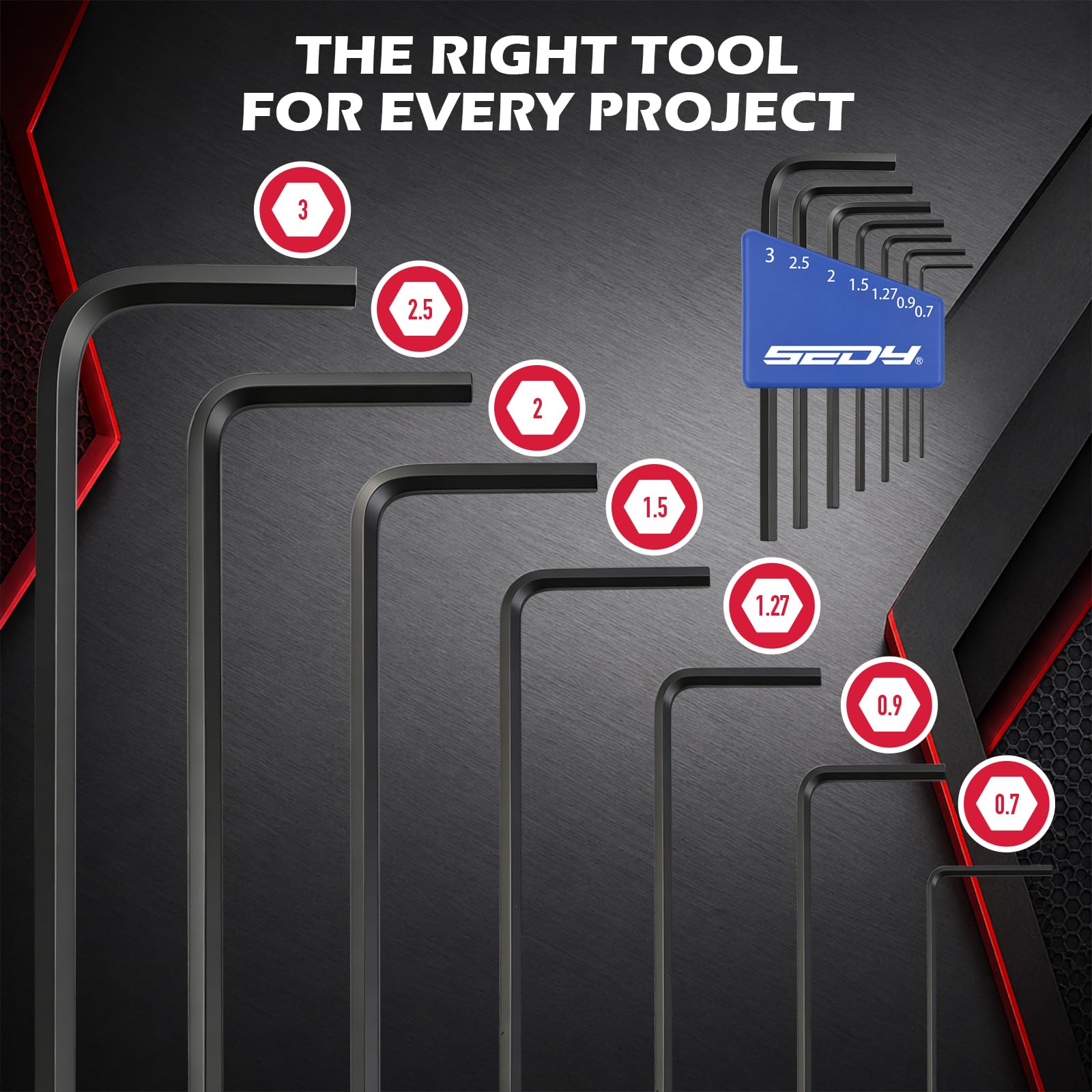 SEDY 22-Piece Mini Hex Key Set - Metric, SAE, Torx -4
