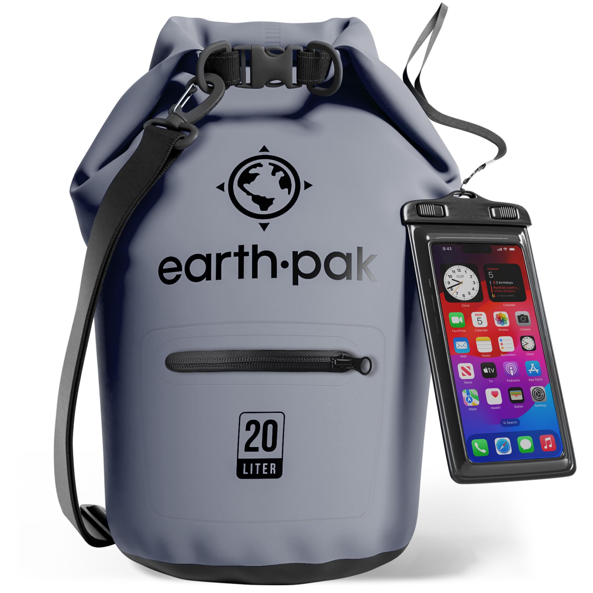 Earth Pak Waterproof Dry Bag with Zippered Pocket - Waterproof Dry Bag Backpack Keeps Gear Dry