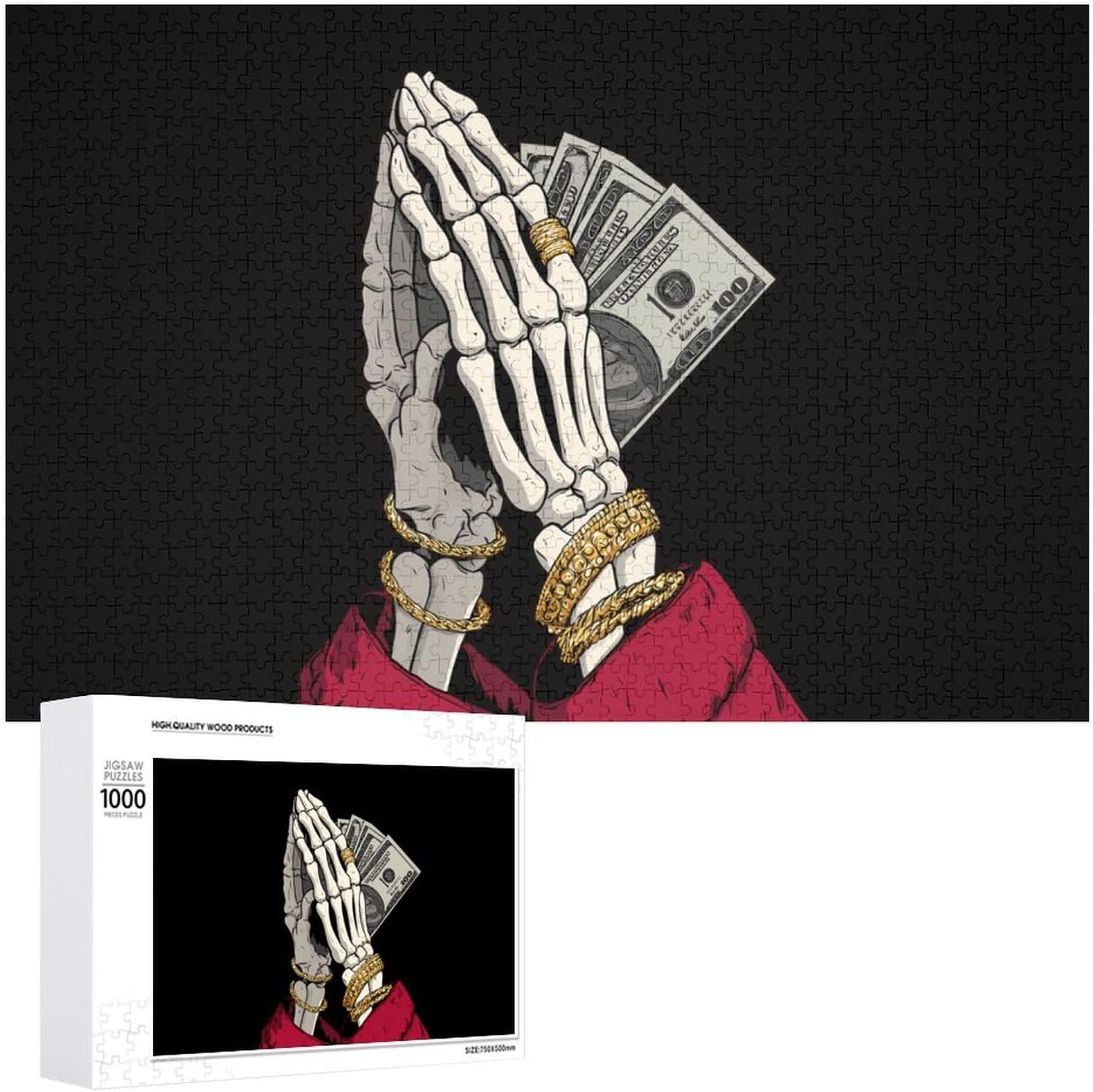 Hand Bone Holding Money Dollar Puzzles for Adults 1000 PCS Wooden Jigsaw Puzzle Wall Decor Christmas