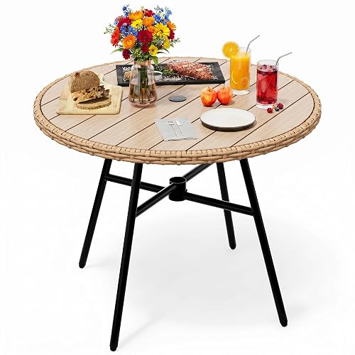 36.6'' Outdoor Patio Dining Table Round for 4 with Adjustable
