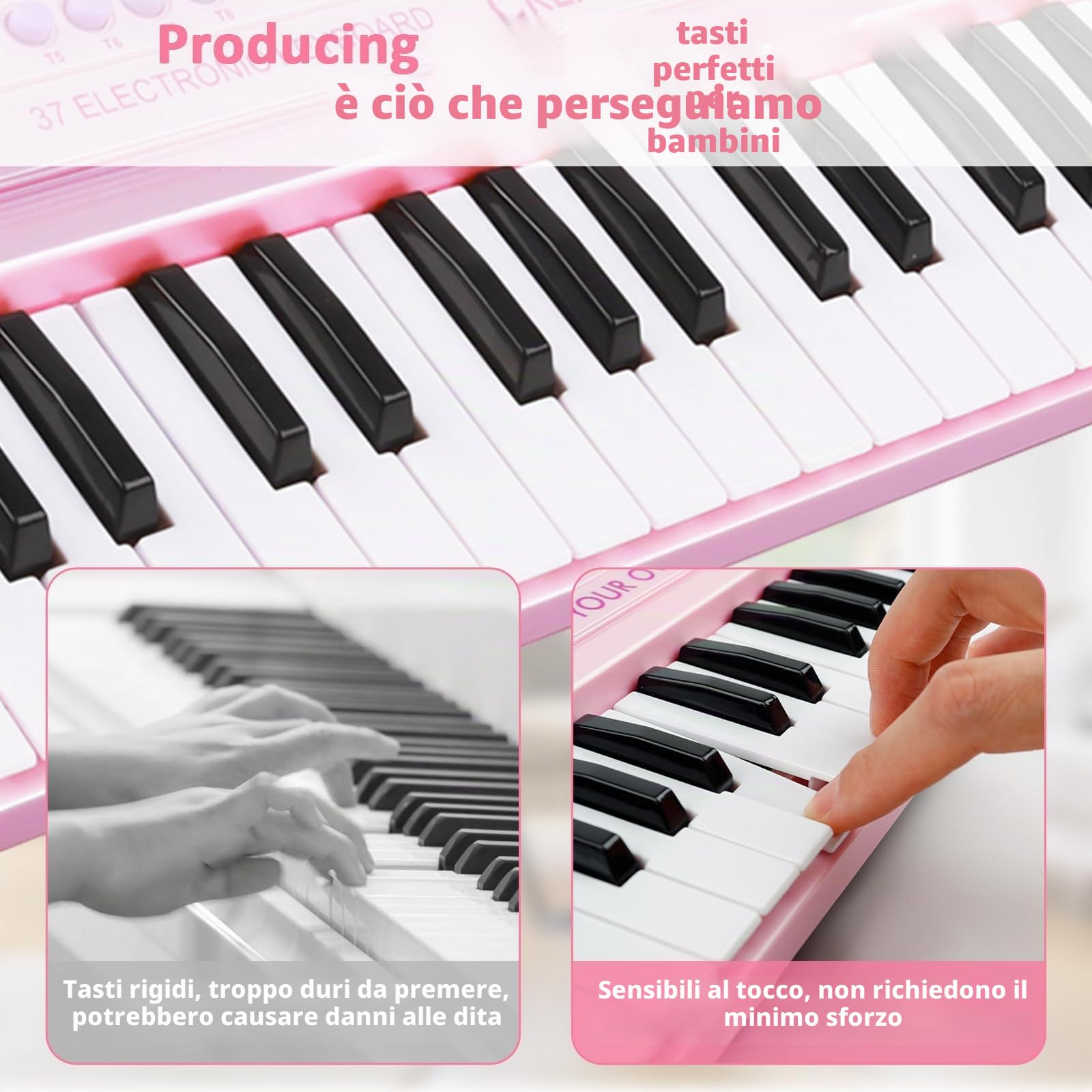 m zimoon Tastiere Pianoforte per Bambini, 37 Tasti Elettronica Musicale pianoforte Portatile musicale Strumenti multifunzione Giocattolo Compleanno Regalo di Natale per ragazzi Ragazze Principianti