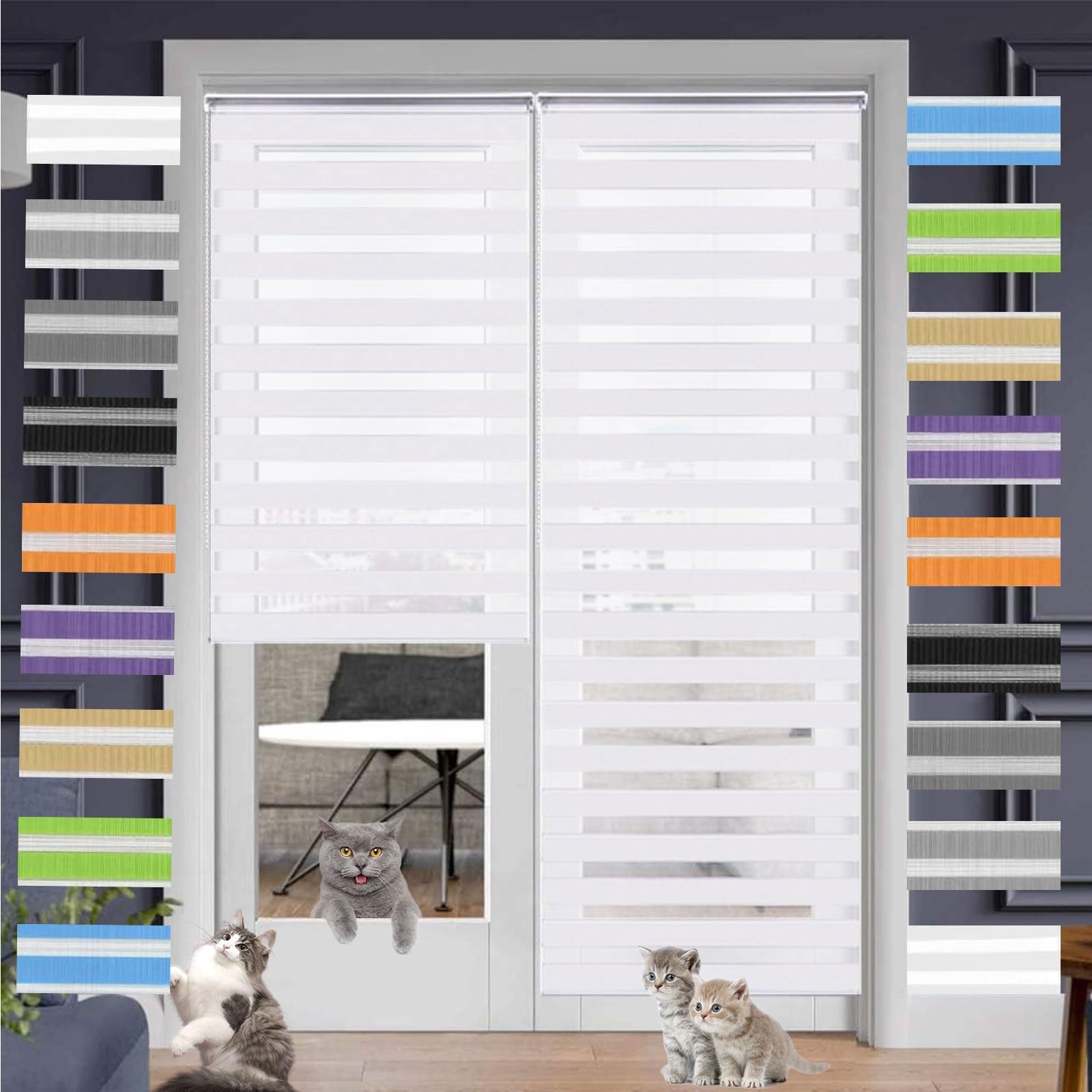 Estor Enrollable translúcido Liso 105 x 300 cm Protección Solar y Privacidad Blackout Cortinas Opacas Incluye Accesorios para Interiores y Exterior, Blanco