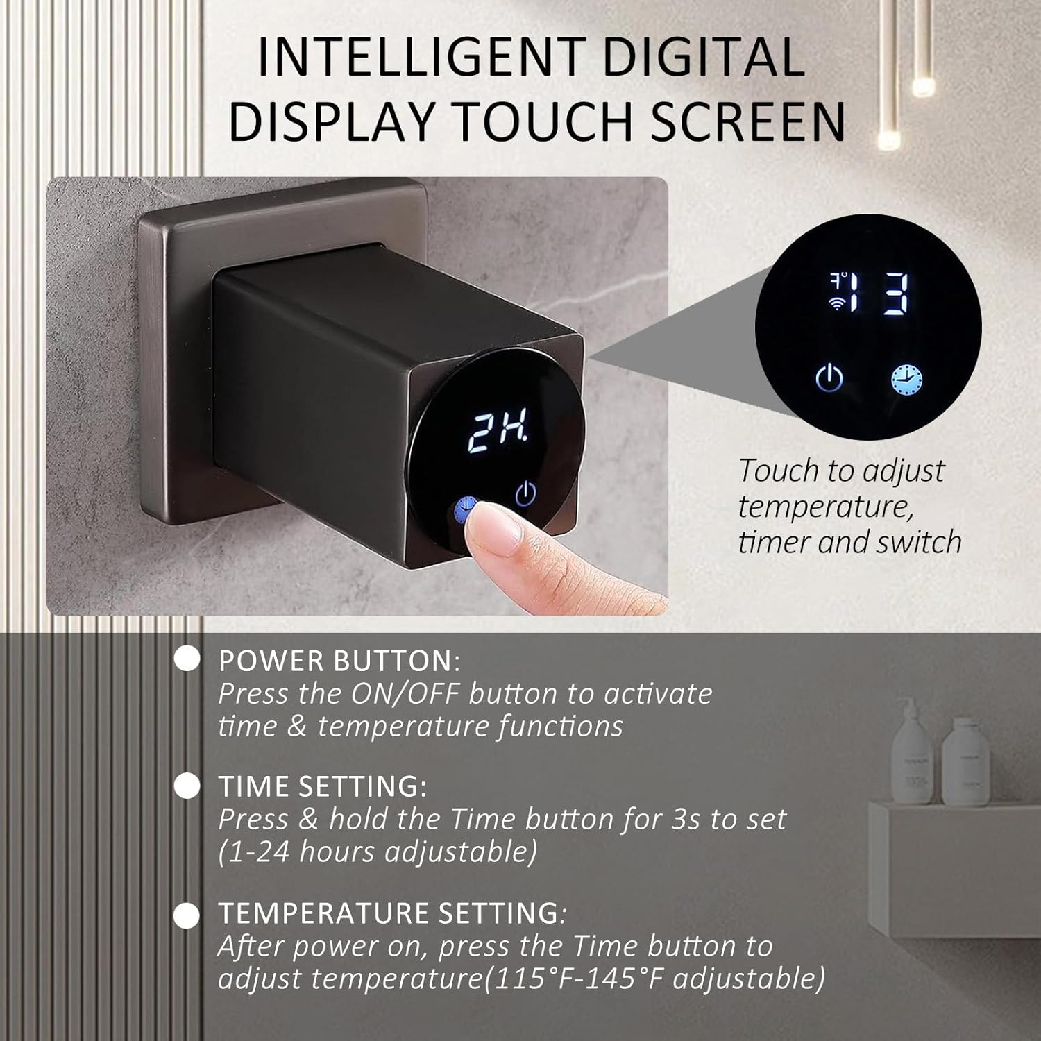 Smart Electric Towel Warmer Rack, Towel Warmer Smart Racks Wall Mounted with WiFi Voice Control, 5-Bar Towel Warmer with Built-in 24H Timer, Adjustable 115-145°F, 180° Rotatable, 93W