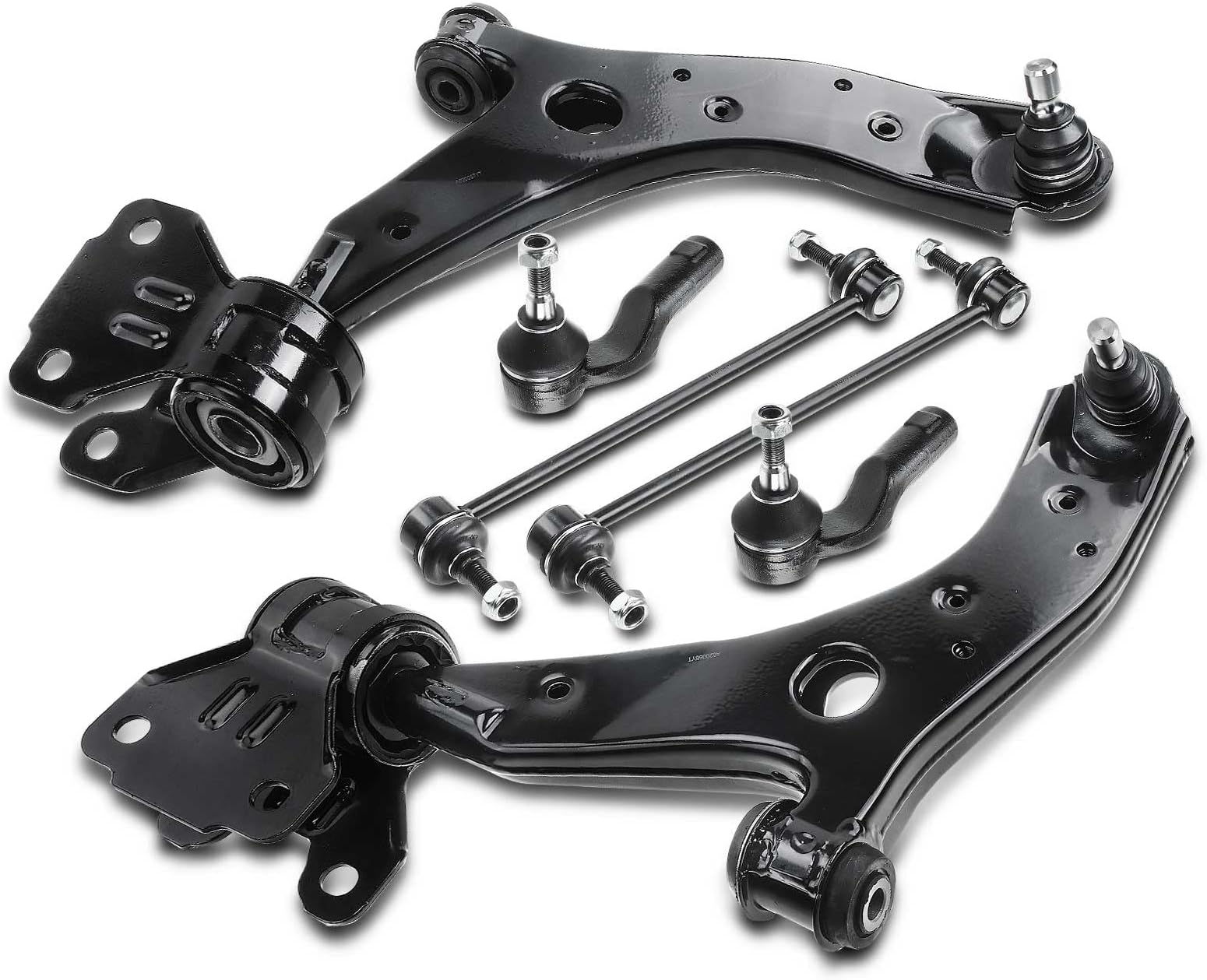 A-premium6Pcs Front Lower Control Arms and Ball Joints Assembly Sway Bar Links Outer Tie Rod Ends Compatible with Mazda 3 Mazdaspeed 07 08 09