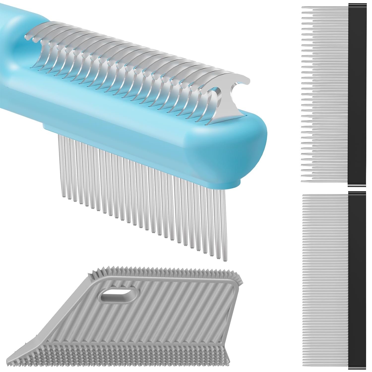 4 in-1 Pet Grooming Combo and Pet Hair Removal Soft Brush – Deshedding Dog Brush,Metal Comb for Cat and Dog,Dematting Comb,Matted Fur on Cats and Dogs