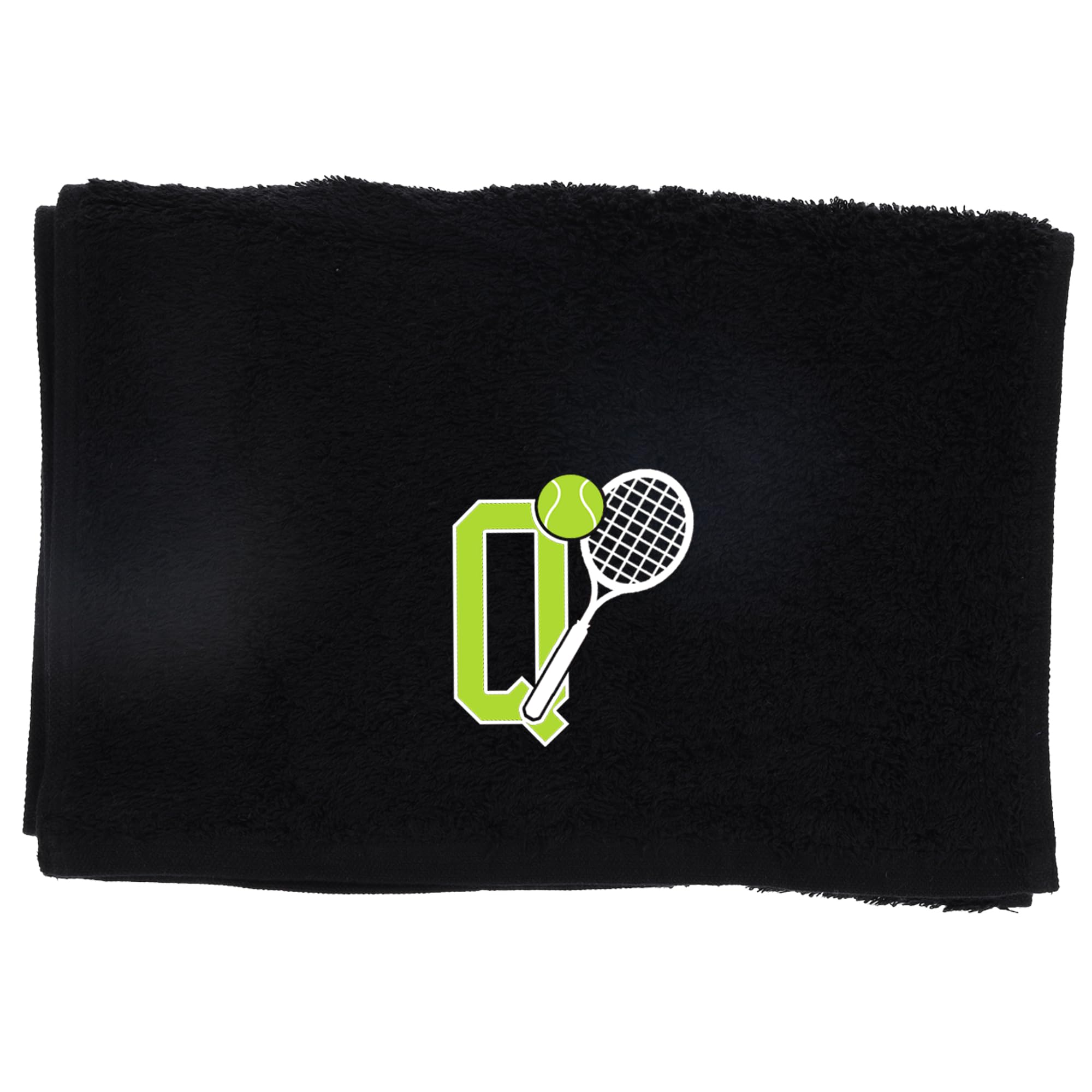 Always Looking Good Tennis Towel with Monogrammed Embroidery Initial Gift for Men & Women, Training Accessory Gift, Gym Towel Present for Tennis Players Birthday, Retirement, Christmas - Black, Q