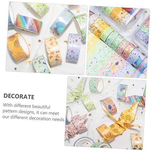 Miniatura 8 de EXCEART 24 rollos de manual y cinta de papel para manualidades, cinta washi decorativa, cinta washi cinta adhesiva de bricolaje, cinta washi floral,