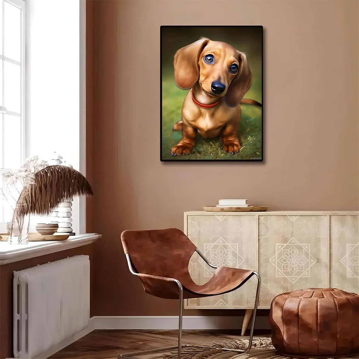 UPABLUNSO Dachshund Happy Puppy Cartoon Animal Diamond Painting Kits 5D Diamond Painting, DIY Full Round Diamond Art Gemstone Cross Stitch Kit 12x16in/30x40cm