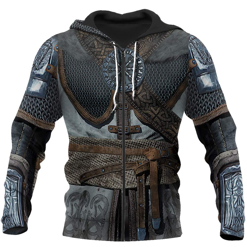 Sweat-shirt homme motif tatouage viking pull imprimé 3D avec rune amulette