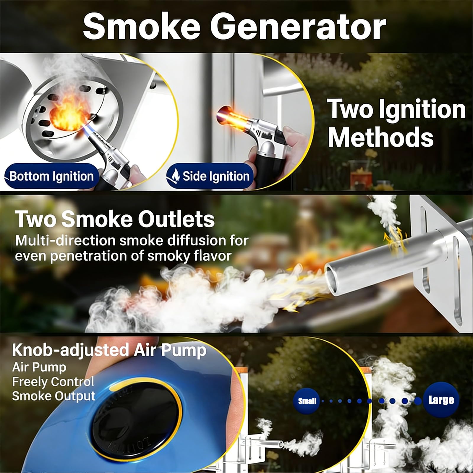 Generator zimnego dymu ze stali nierdzewnej, przenośny piec wędzarniczy elektryczny do wędzenia mięsa, BBQ