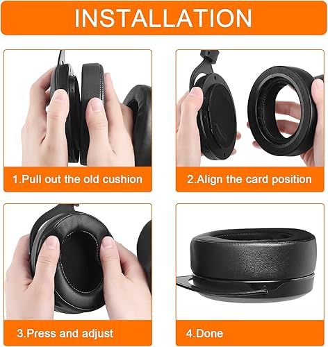 Miniatura 7 de Almohadillas HS60, almohadillas de repuesto GVOEARS para Corsair HS70Pro HS60Pro HS50Pro, almohadillas de cuero duraderas con aislamiento de ruido